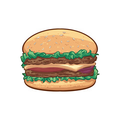 Burger Vector Drawing, Chesse Burger, Sandwich