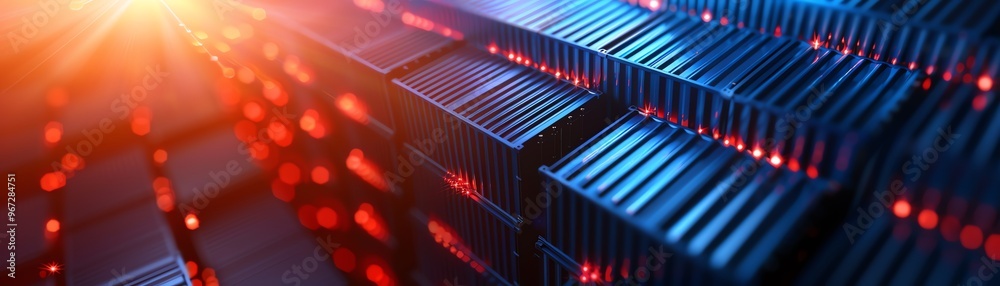 Aufkleber A captivating abstract image of data servers with glowing lights, symbolizing modern technology and digital transformation.
