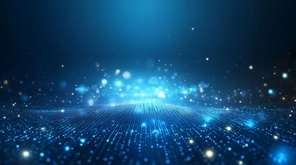 Obraz premium A mesmerizing blue backdrop filled with shimmering lights and particles, creating a dreamy atmosphere for digital designs.