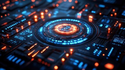 Obraz premium Futuristic Circuit Board with Glowing Lights