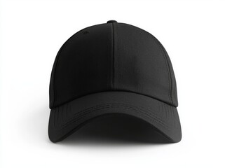 Isolated black baseball cap with clipping path on white background.
