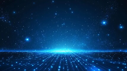 Obraz premium A mesmerizing blue galaxy scene with glowing stars and a futuristic atmosphere, perfect for cosmic-themed projects.