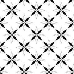 Abstract geometric pattern with crosses, stripes, lines. Seamless vector background. White and black ornament. Modern reticulated graphic design.