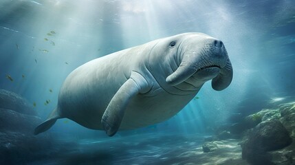 Naklejka premium A photo of a gentle dugong