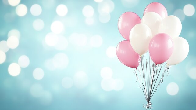 Celebrate in style with festive balloons against a pastel background perfect for birthday party invitations and joyful event announcements