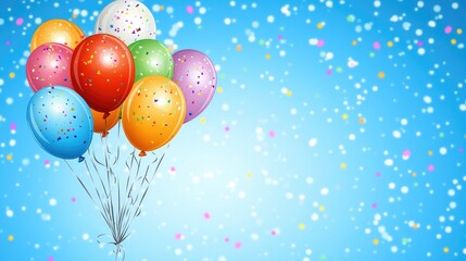 Obraz premium Celebrate in style with colorful balloons on a pastel blue background for your next birthday party or festive gathering