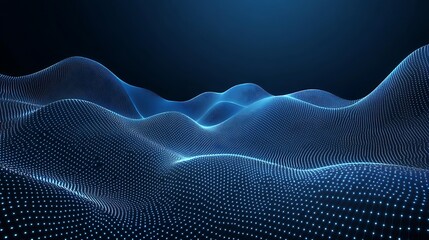 A mesmerizing digital landscape of flowing blue waves, illuminated by gentle light, evoking a sense of tranquility and depth.