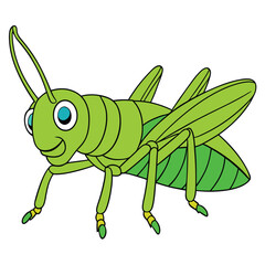 Fototapeta premium Cartoon grasshopper isolated on white background