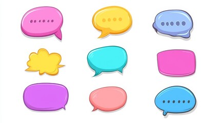 A set of colorful speech bubbles with different colors and sizes