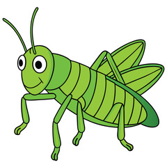 Fototapeta premium Cartoon grasshopper isolated on white background