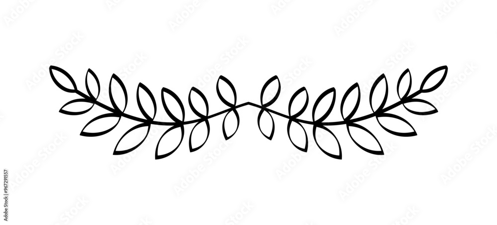 Fototapete Vintage frame element. Traditional border and pattern. Template and layout. Classical ornament with leaves. Victorian era. Linear vector illustration