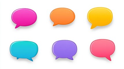 A set of colorful speech bubbles with different colors and sizes
