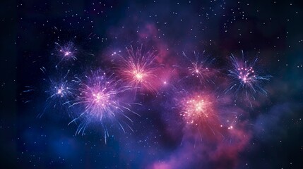 Fototapeta premium A photo of a galaxy with fireworks overlay