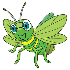 Fototapeta premium Cartoon grasshopper isolated on white background