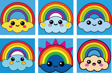 Simple colorful cute rainbow vector illustration