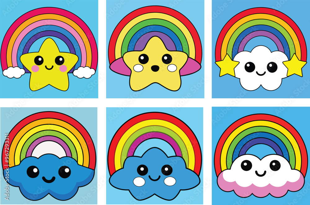 Poster simple colorful cute rainbow vector illustration