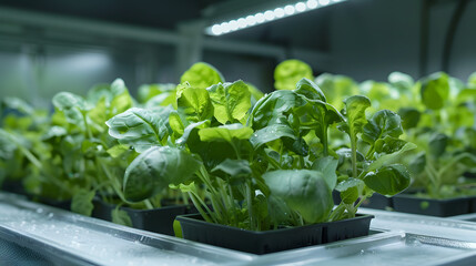 A variety of green plants, including leafy vegetables and houseplants, are thriving in the greenhouse with the help of water and natural foods