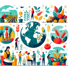 Obraz premium Global Feast, A Flat Design Tribute to World Food Day