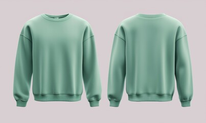 An isolated white background with a blank sweatshirt mockup template in front and back views.