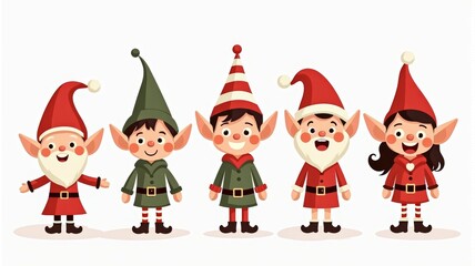 Delightful Christmas Elves Illustration for Holiday Greetings and Festive Decorations