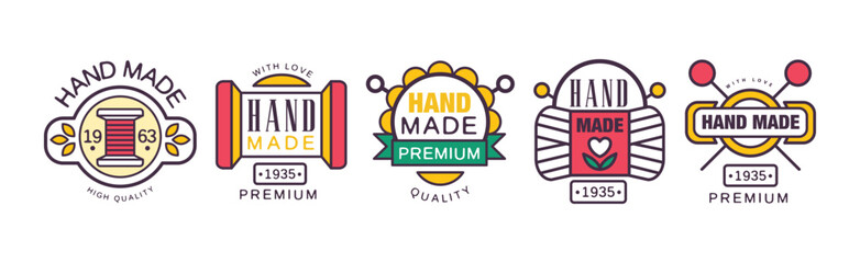Hand Made Premium Quality Logo and Label Design Vector Set