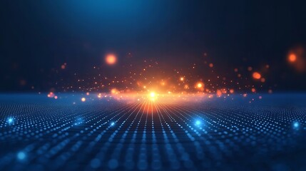A stunning digital landscape featuring glowing dots and vibrant sparks, creating a futuristic and dynamic atmosphere.