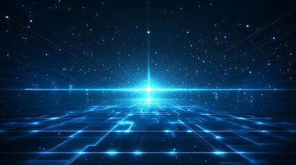 Obraz premium A stunning digital landscape featuring glowing lines and dots, evoking a sense of depth and futuristic technology.