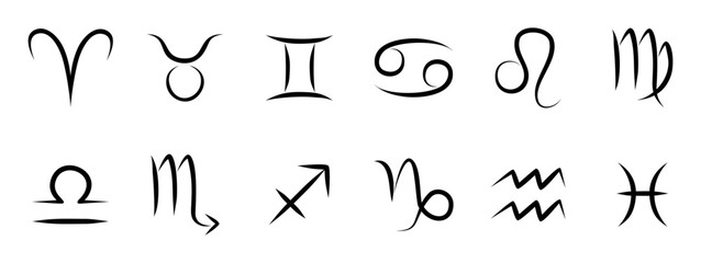 Zodiac signs for for horoscope forecast. Vector aesthetic minimal astrological icons set