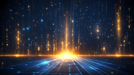 A stunning display of luminous particles and rays of light emanating from a central point in a vibrant cosmic backdrop.