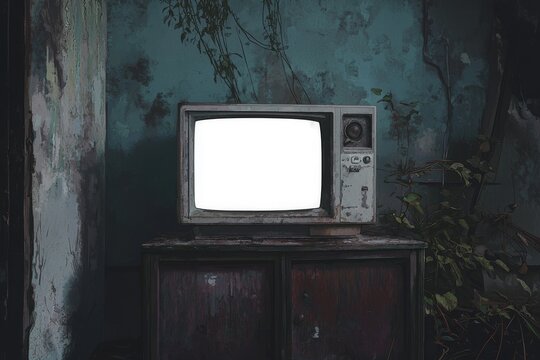 Mockup of a TV screen on a curbstone in the living room. Smart TV displayed on a curbstone