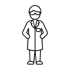 Fototapeta premium Outline figure of scientist with lab coat on white background