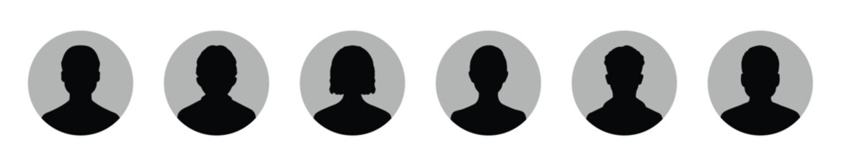 User avatar vector icon flat designs set. Man and woman vector profile signs collection