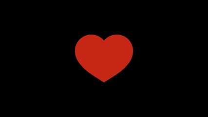Animation of white heart outline icon transformation into a red filled heart. Transparent background with alpha channel. Post like on instagram. Click on the heart.