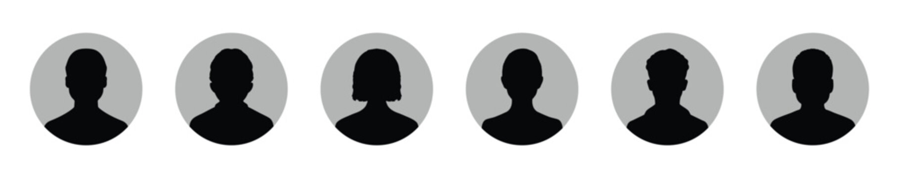 User avatar vector icon flat designs set. Man and woman vector profile signs collection