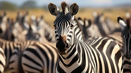 Naklejka premium A photo of a herd of zebras