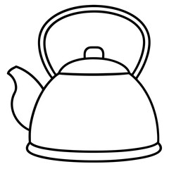 Obraz premium tea kettle outline coloring book page line art illustration digital drawing