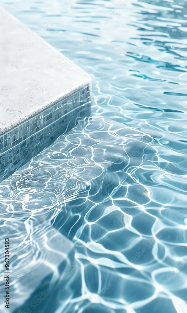 Aufkleber serene pool water with gentle ripples reflecting light, perfect for relaxation and summer vibes.