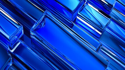 Obraz premium Shiny blue metallic abstract design with smooth curves and reflections in a dynamic arrangement creating a modern aesthetic
