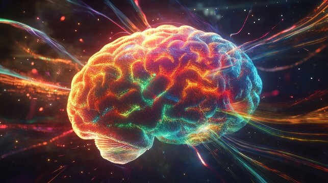 Creativity concept with a brain exploding in colors. Mind blown concept