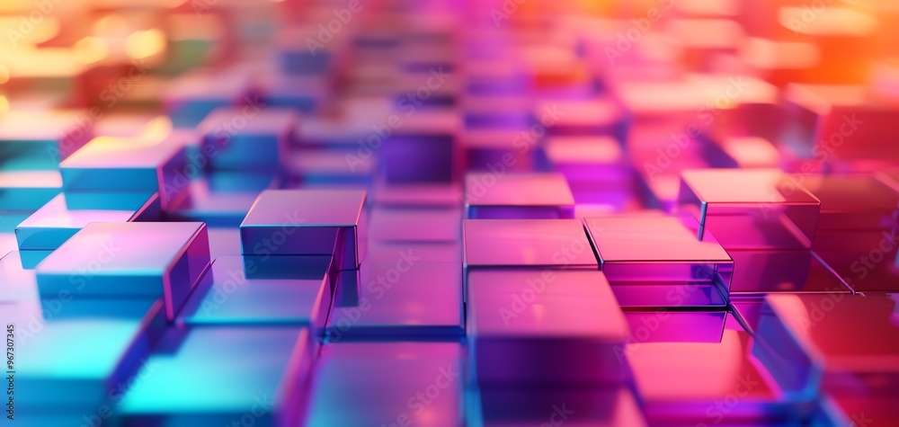 Aufkleber vibrant abstract background with 3d cubes reflecting colorful light, perfect for modern design, tech