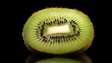 A photo of a kiwi fruit cut open