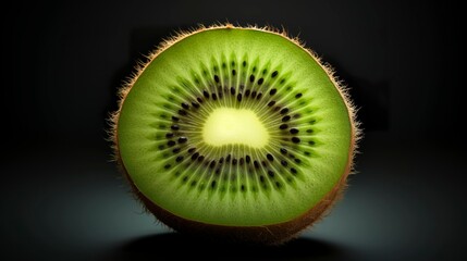 A photo of a kiwi fruit cut open