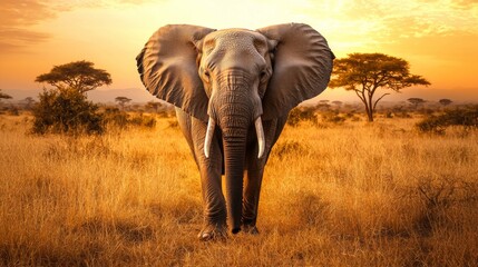 Obraz premium Quite a nice shot of an african elephant standing within a savanna field