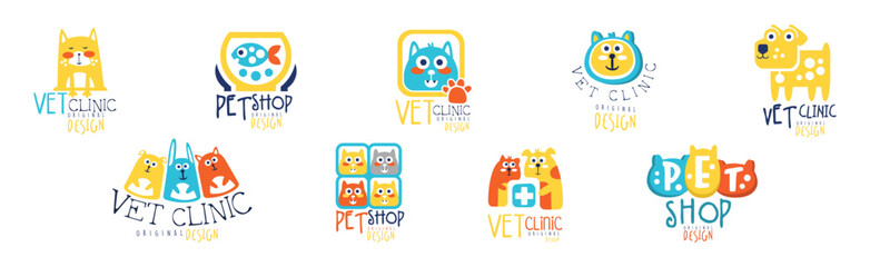 Pet Shop and Vet Clinic Graphic Emblem Original Design Vector Set