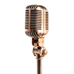 PNG. Vintage metal microphone on transparent background