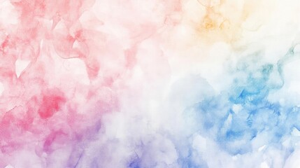 Fototapeta premium A vibrant watercolor background with soft pink, blue, and yellow hues, perfect for creative designs and artistic projects.