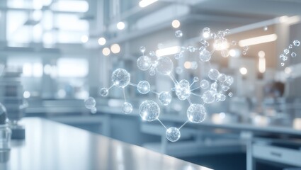 A Fascinating Visualization of Molecular Structures in a Modern Laboratory Setting, Highlighting Scientific Innovation and the Beauty of Chemical Interactions in Our World Today.