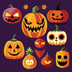 Collection of various halloween jack lantern