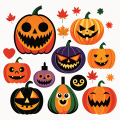 Collection of various halloween jack lantern