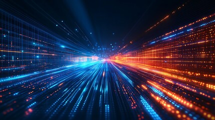 Obraz premium Dynamic bursts of light create an energetic visual effect, symbolizing speed and technology in a digital environment.